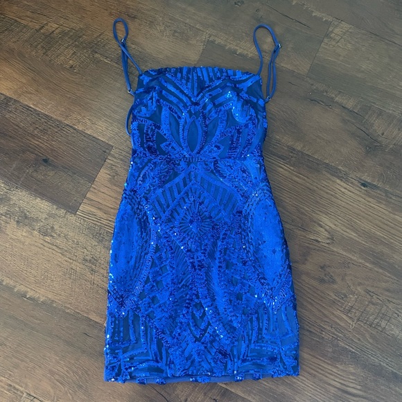 sequined cocktail dresses Ashley Lauren 4561 Plus Size A-Line Blue Color:ivory/blue print cute dresses for summer